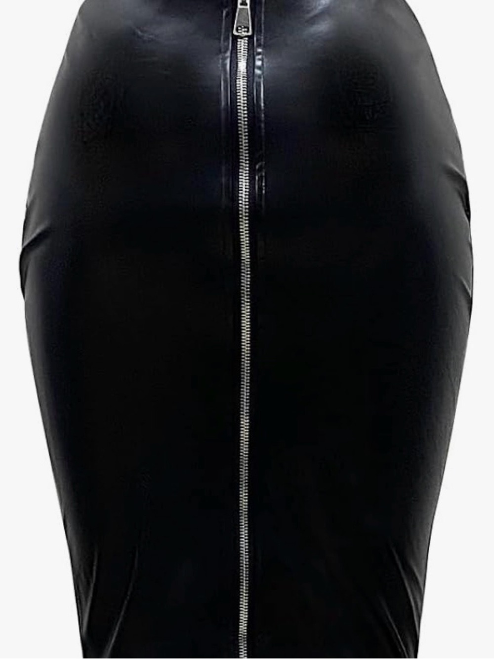 Black Faux Leather Pencil Skirt with Center Zip size 3X